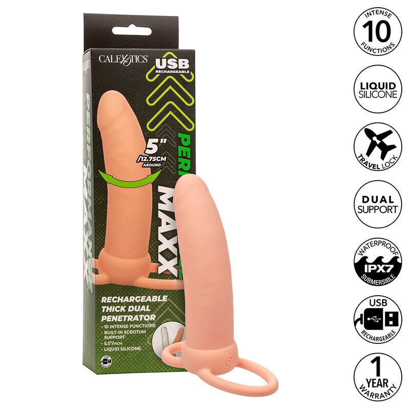 CALEXOTICS - MAXX THICK DOBLE PENETRADOR 10 VIBRACIONES CARNE