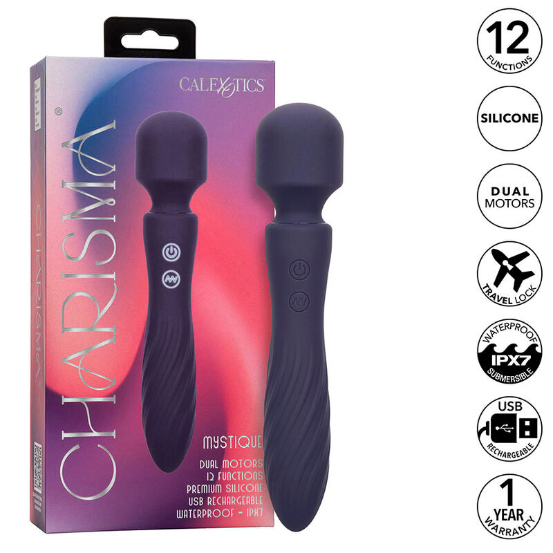 CALEXOTICS - MASAJEADOR CHARISMA MYSTIQUE DOBLE MOTOR 12 FUNCIONES 20,5 CM X 4,5 CM MORADO