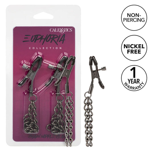 CALEXOTICS - PINZAS PARA PEZONES EUPHORIA DE CADENA 14,5 CM