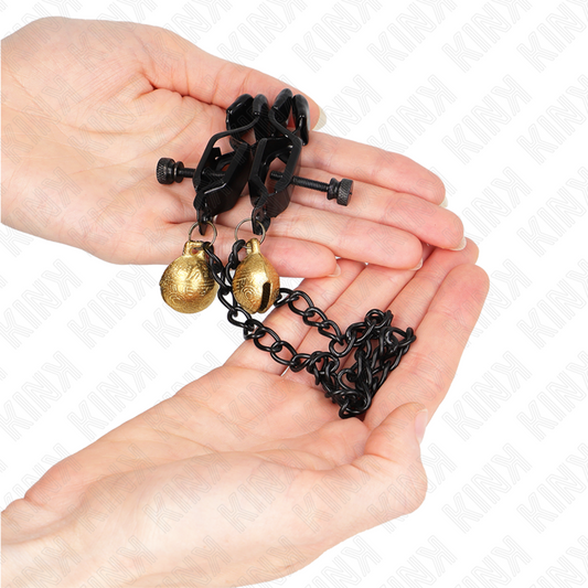 KINK - PINZAS PARA PEZONES DE CADENA PLANA Y CAMPANA PLATEADA 30 CM