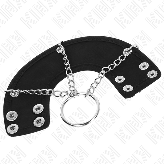 KINK - ANILLO PARA PENE 4 CM CADENA 7 CM METAL CON CINTURÓN DE CUERO