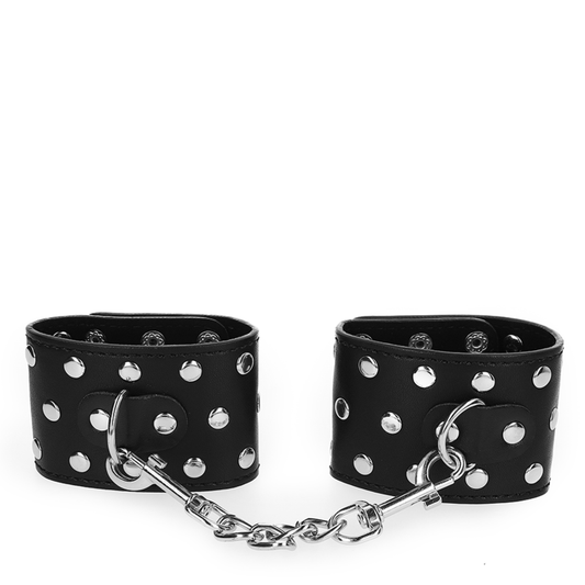 KINK - SUJECIONES DE MUÑECA CON CIERRE A PRESIÓN LLENO DE REMACHES NEGRO AJUSTABLE 19-24 CM X 5,5 CM