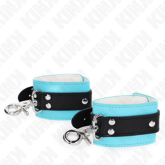 KINK - SUJECIONES DE MUÑECA PREMIUM CON BLOQUEO NEGRO/AZUL AJUSTABLES 21-28 CM X 5.5 CM