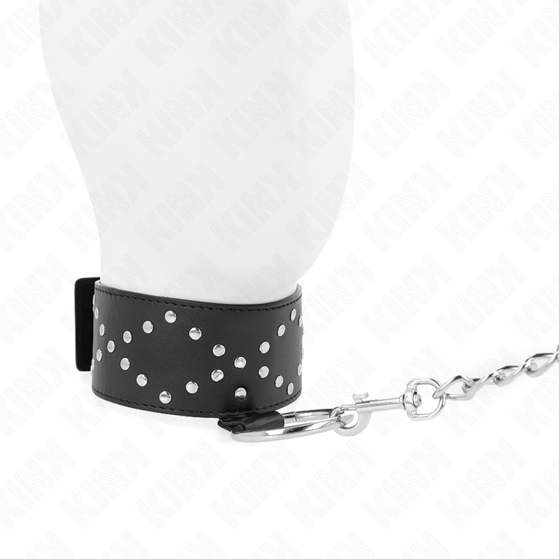 KINK - COLLAR 65 CM CON CORREA CON TACHUELAS DE PLATA MODELO 3 AJUSTABLE 36-43 CM X 5 CM