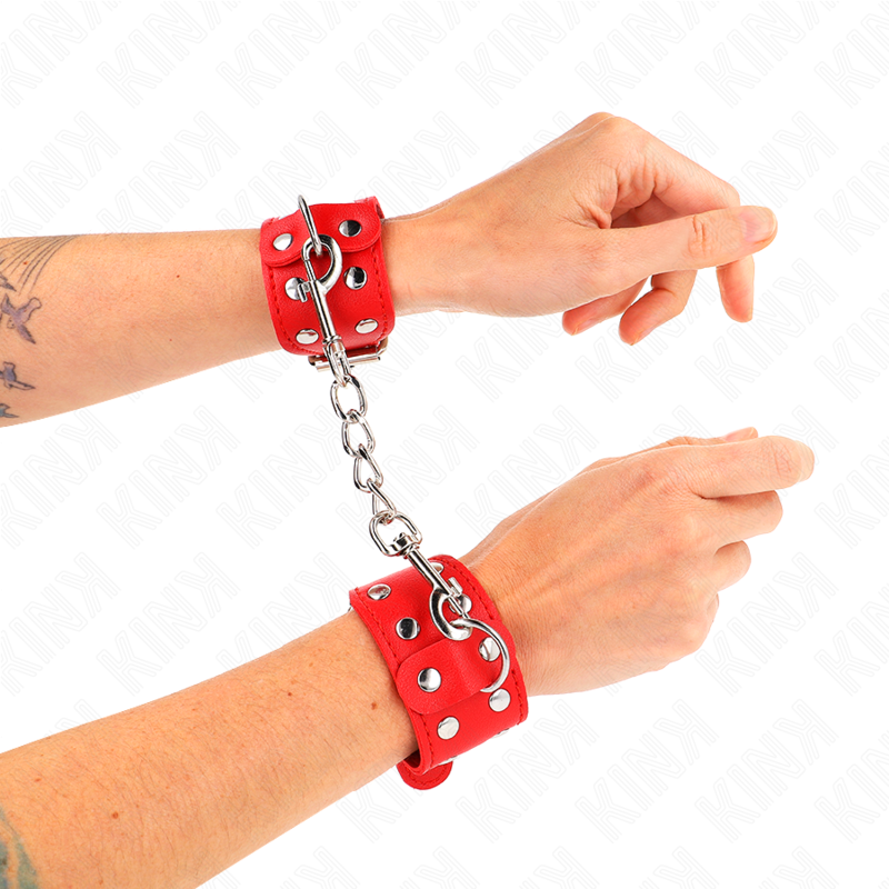 KINK - PULSERAS CON DOBLE LÍNEA DE TACHUELAS AJUSTABLES ROJAS