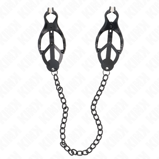 KINK - PINZAS PARA PEZONES TRÉBOL JAPONESAS CON CADENA NEGRA 30 CM