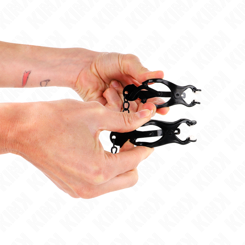 KINK - PINCES À TÉTONS JAPONAISES CLOVER AVEC CHAÎNE NOIRE 30 CM