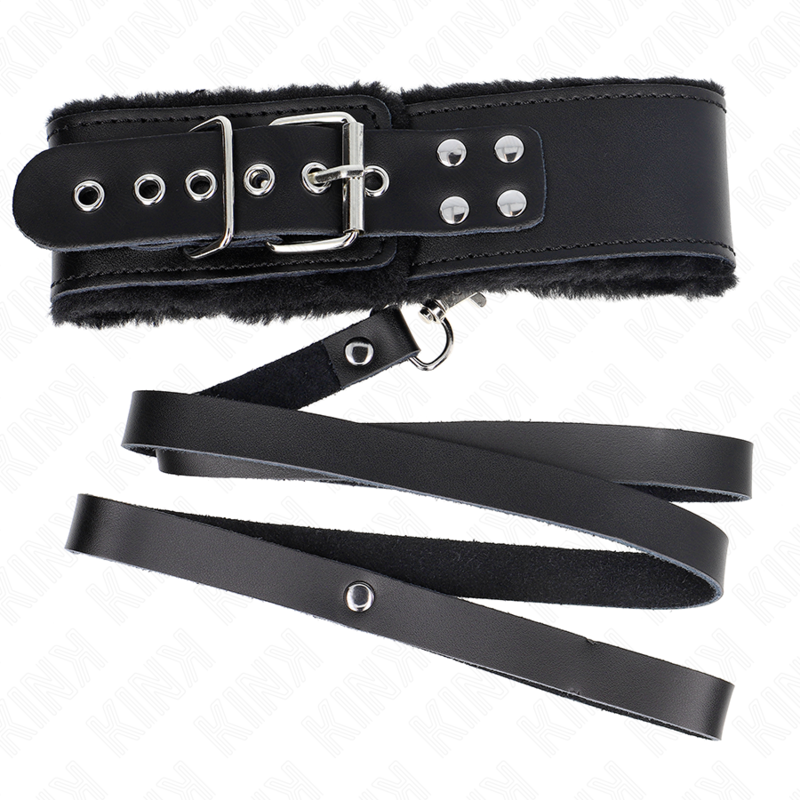 KINK - COLLIER AVEC CEINTURE 116 CM AVEC BRACELET EN CUIR NOIR RÉGLABLE 40-48 CM X 6 CM