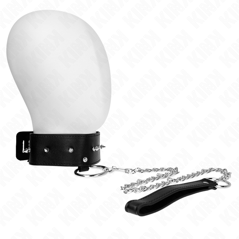 KINK - COLLIER 65 CM AVEC LAISSE À CLOUS ARGENTÉS MODÈLE 2 RÉGLABLE 36-43 CM X 5 CM