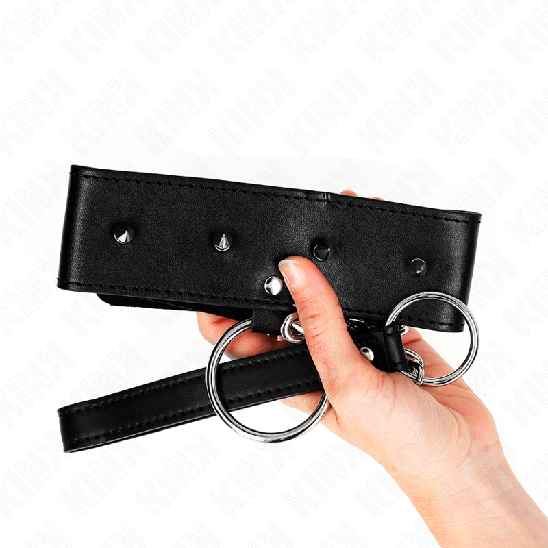 KINK - COLLAR 65 CM CON CORREA CON TACHUELAS DE PLATA MODELO 2 AJUSTABLE 36-43 CM X 5 CM