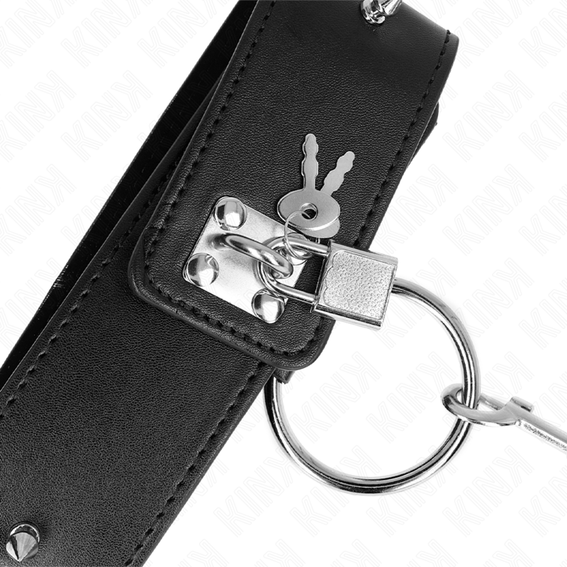 KINK - COLLAR 65 CM CON CORREA CON TACHUELAS DE PLATA MODELO 2 AJUSTABLE 36-43 CM X 5 CM