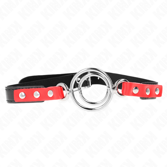 KINK - MORDAZA CON MÚLTIPLES ANILLAS TÓRICAS 4 / 4.8 CM ROJA 38 X 56 CM