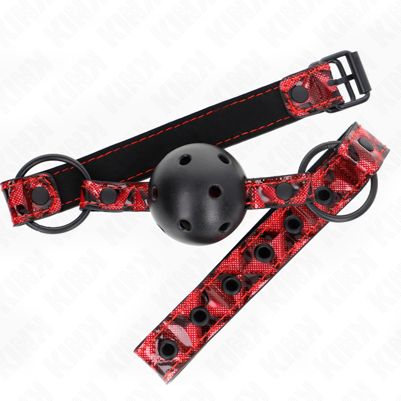 KINK - BOLA CON PATRÓN DE DIAMANTE 4,5 CM MORDAZA MODELO 2 64,5 CM AJUSTABLE 42-60 CM