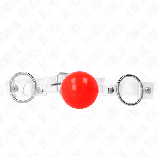 KINK - MORDAZA DE PVC ROJA TRANSPARENTE DE 4 CM AJUSTABLE