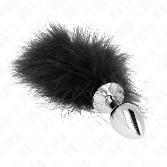 KINK - PLUG ANAL DE ACERO INOXIDABLE 11 x 7 CM CON PLUMA 11 CM