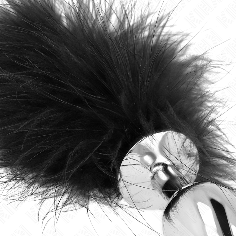KINK - PLUG ANAL DE ACERO INOXIDABLE 11 x 7 CM CON PLUMA 11 CM
