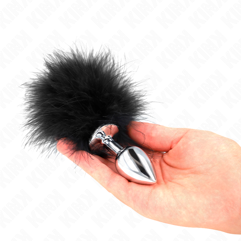 KINK - PLUG ANAL DE ACERO INOXIDABLE 11 x 7 CM CON PLUMA 11 CM