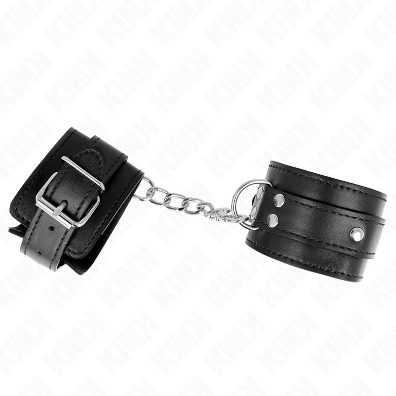 KINK - ATTACHES DE POIGNET À 3 ANNEAUX EN D RÉGLABLES NOIRES 17,5-25 CM X 6 CM
