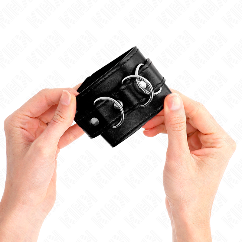 KINK - 3 ANILLOS DE MUÑECA AJUSTABLES CON ANILLA EN D NEGRO 17,5-25 CM X 6 CM