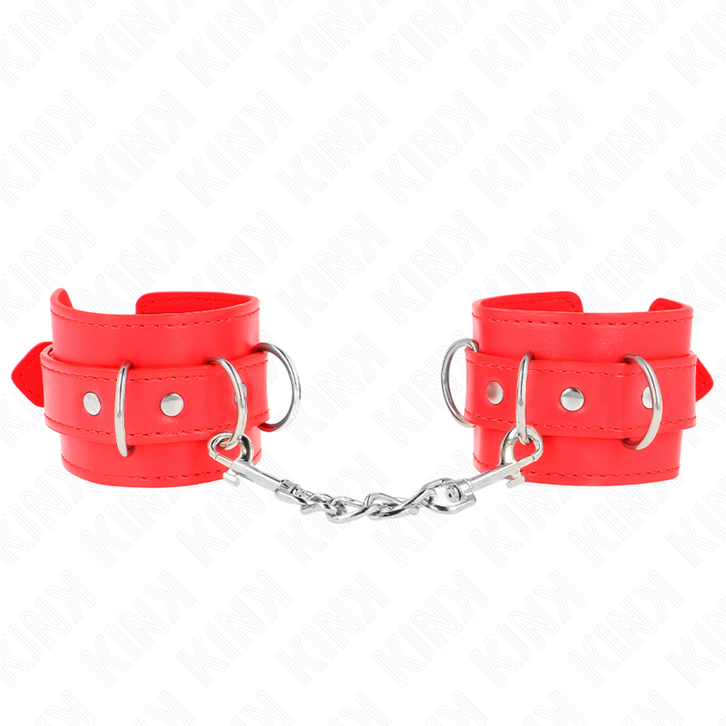 KINK - 3 MUÑEQUERAS CON ANILLO EN D AJUSTABLES ROJAS 17.5-25 CM X 6 CM