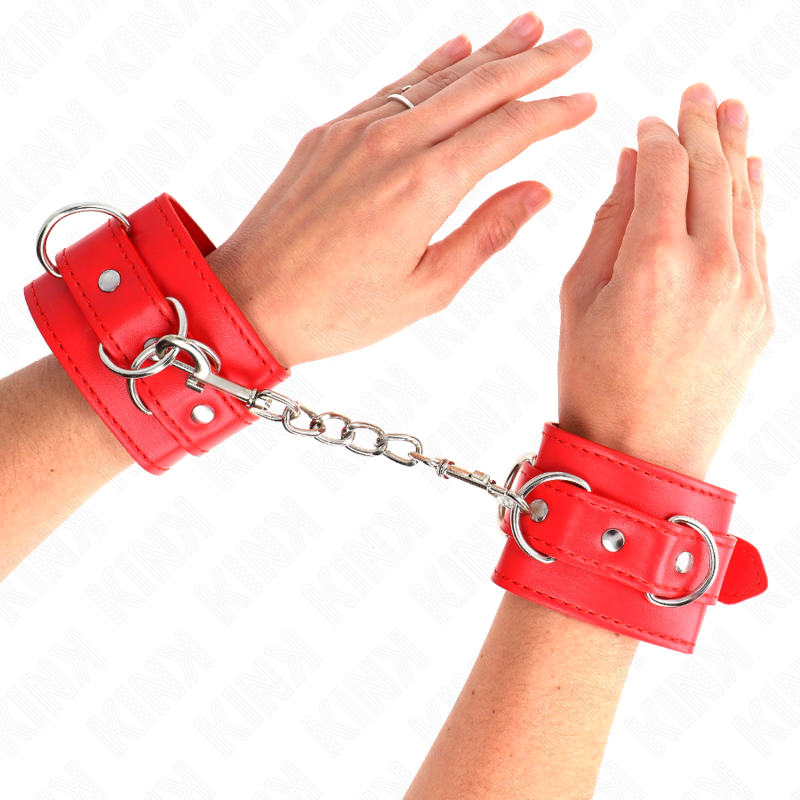KINK - 3 MUÑEQUERAS CON ANILLO EN D AJUSTABLES ROJAS 17.5-25 CM X 6 CM