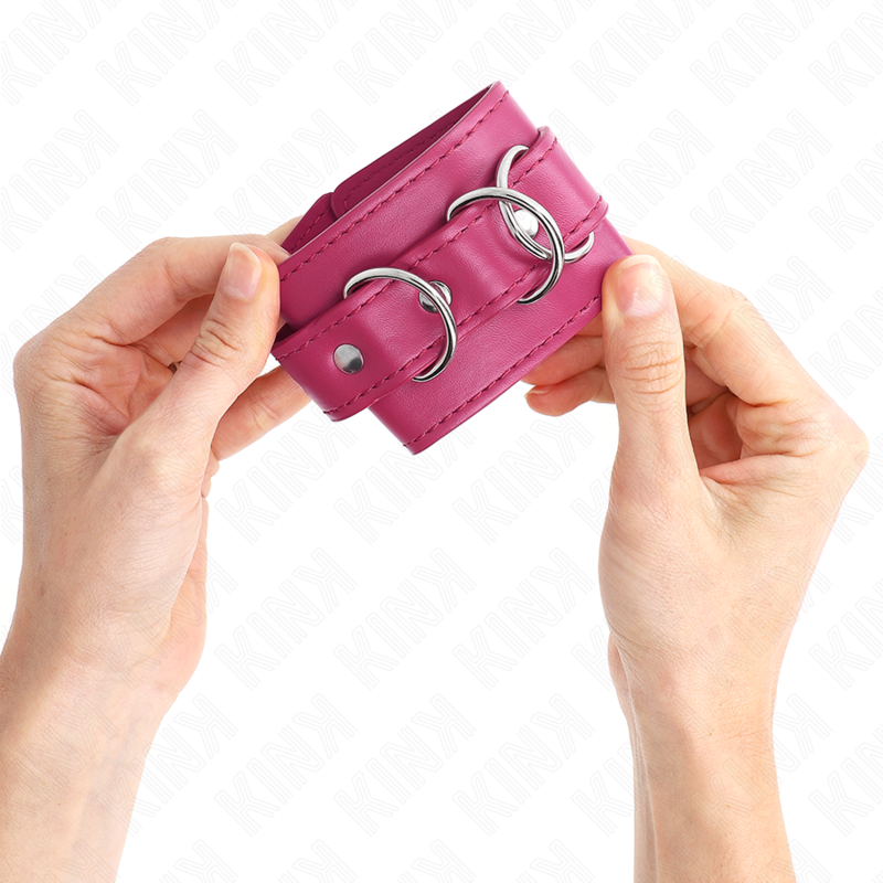 KINK - 3 ANILLOS DE MUÑECA AJUSTABLES CON ANILLA EN D ROSA 17.5-25 CM X 6 CM