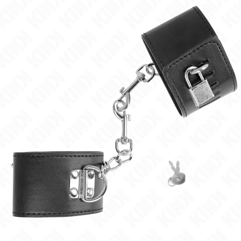 KINK - ATTACHES DE POIGNET AVEC FERMETURE À CADENAS NOIRES RÉGLABLES 16-23 CM X 5,5 CM