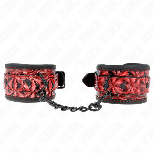 KINK - SUJECIONES DE MUÑECA CON PATRÓN DE DIAMANTE ROJO OSCURO AJUSTABLE 17-26 CM X 5,5 CM