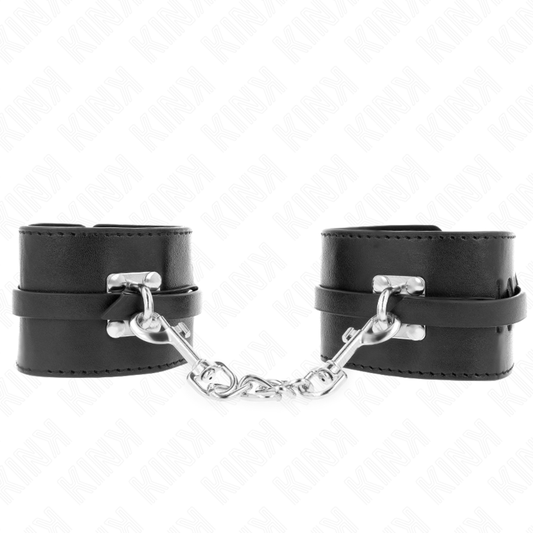 KINK - SUJECIONES DE MUÑECA DE LUJO CON BLOQUEO NEGRAS AJUSTABLES 14,5-21 CM X 6 CM