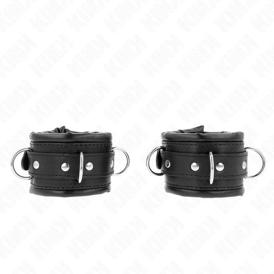 KINK - SUJECIONES DE MUÑECA PESADAS CON FORRO DE PIEL NEGRA AJUSTABLE 20-30 CM X 6 CM