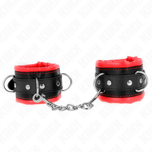 KINK - RESTRICCIONES DE MUÑECA PESADAS CON FORRO DE PIEL ROJA AJUSTABLE 20-30 CM X 6 CM
