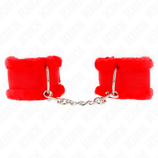 KINK - SUJECIONES DE MUÑECA CON FORRO DE PELO ROJO AJUSTABLE 17-31 CM X 7 CM