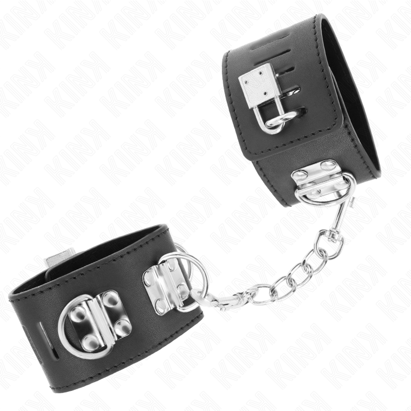 KINK - MUÑEQUERAS MULTIPOSICIÓN CON CIERRE DE CANDADO NEGRAS AJUSTABLES 16-23 CM X 5,5 CM