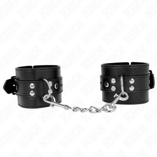 KINK - SUJECIONES DE MUÑECA NEGRAS CON CINTURÓN NEGRO AJUSTABLE 17-28 CM X 6 CM
