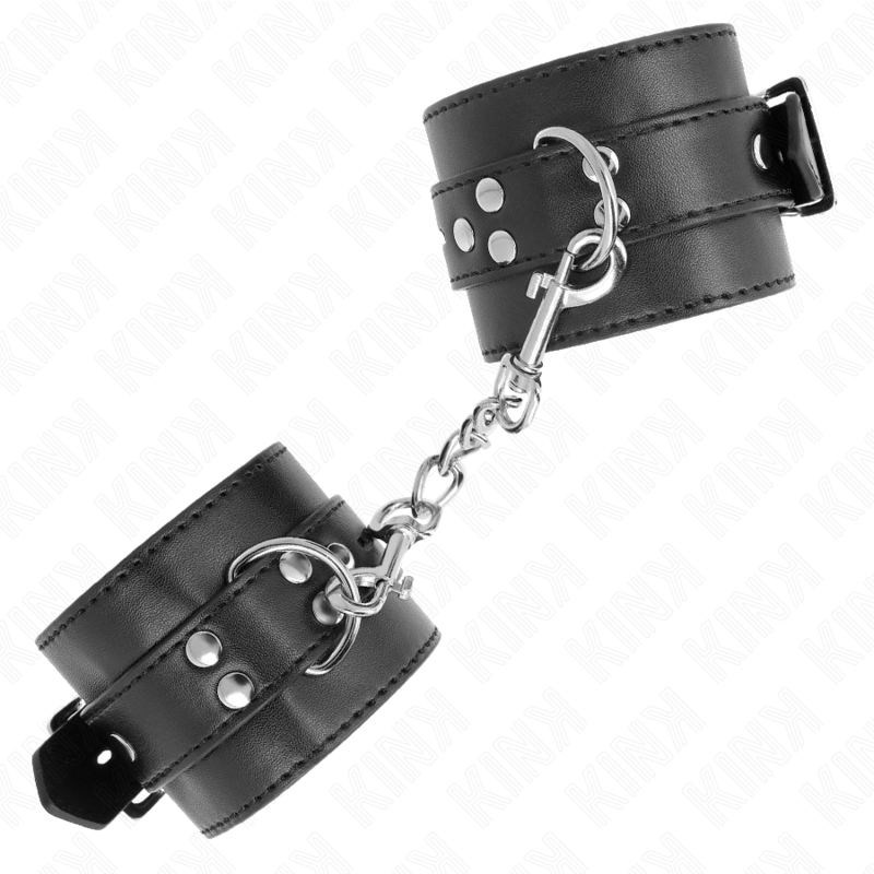KINK - SUJECIONES DE MUÑECA NEGRAS CON CINTURÓN NEGRO AJUSTABLE 17-28 CM X 6 CM