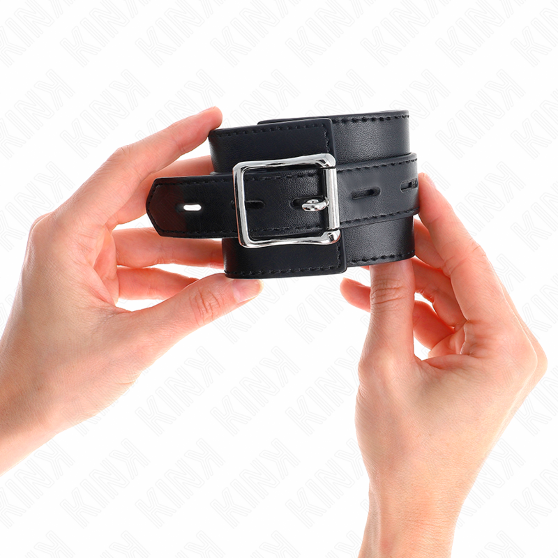 KINK - SUJECIONES DE MUÑECA NEGRAS CON CINTURÓN NEGRO AJUSTABLE 17-28 CM X 6 CM