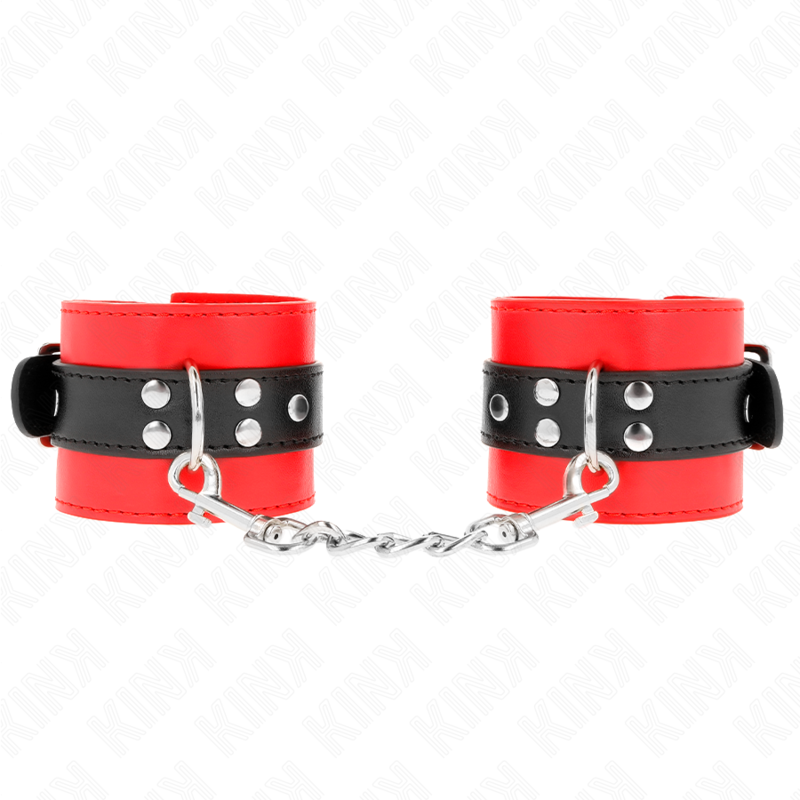 KINK - RESTRICCIONES DE MUÑECAS ROJAS CON CINTURÓN NEGRO AJUSTABLE 17-28 CM X 6 CM