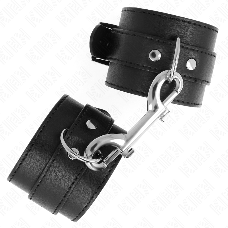 KINK - SUJECIONES DE MUÑECA - REMACHE DE UNA SOLA HILERA Y HEBILLA GRANDE NEGRA AJUSTABLE 17-28 CM X 5 CM