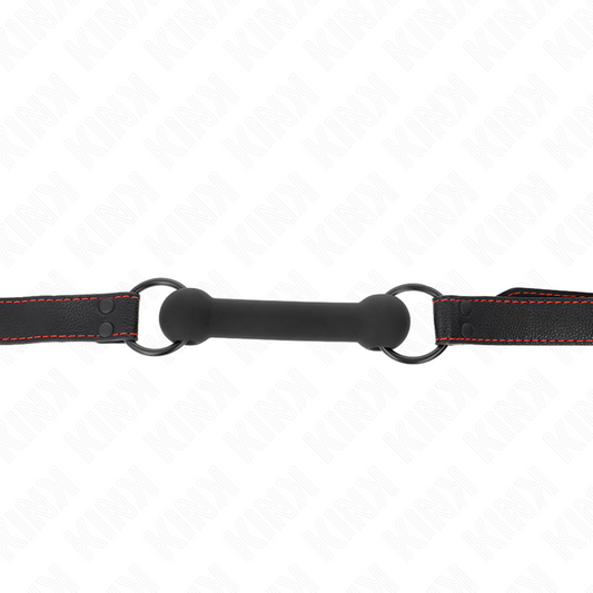 KINK - MORDAZA DE HUESO CON CORREA DE CUERO SINTÉTICO NEGRA AJUSTABLE 41-57 CM