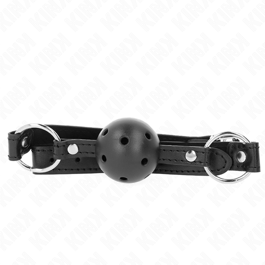 KINK - MORDAZA DE BOLA HUECO DURA NEGRA DE 4,5 CM MODELO 1 63,5 X 2 CM