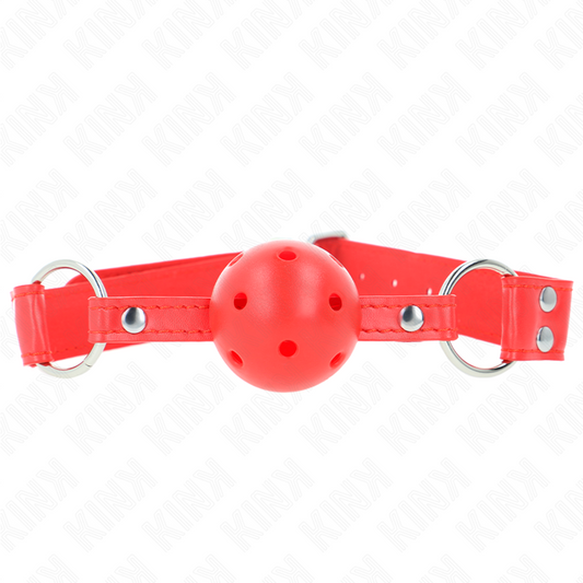 KINK - MORDAZA COMPLETA DE BOLA HUECO ROJO DURO 62 x 2 CM