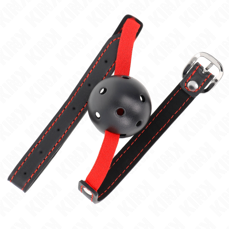 KINK - MORDAZA DE BOCA HUECO DURA DE 4,5 CM CON CINTURÓN ELÁSTICO 56 x 1,5 CM