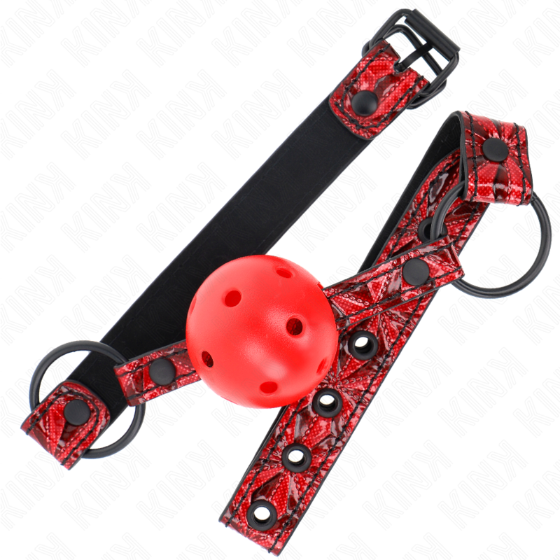 KINK - BOLA CON PATRÓN DE DIAMANTE 4,5 CM MORDAZA MODELO 1 64,5 CM AJUSTABLE 42-60 CM