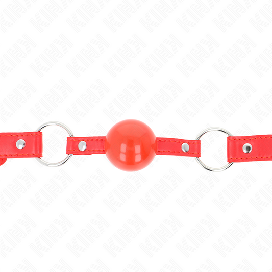 KINK - MORDAZA DE TPE CON BOLA DE 4 CM Y CIERRE ROJO 60 x 2 CM
