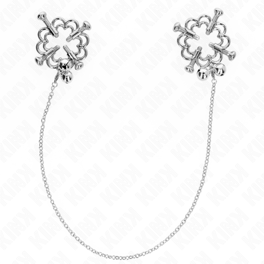 KINK - PINZAS DE METAL PARA PEZONES CON CADENA Y FORMA DE FLOR