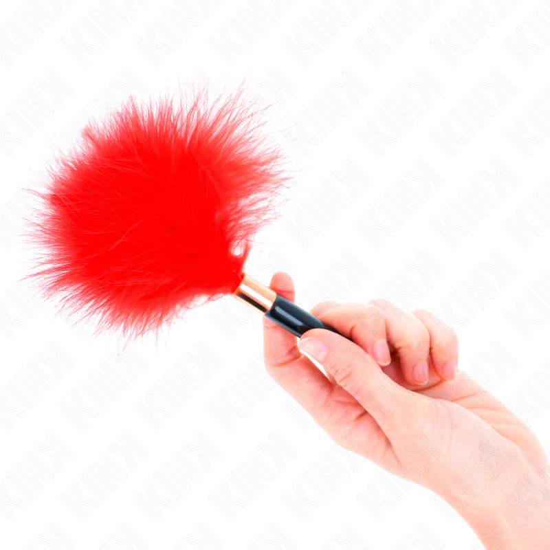 KINK - PLUMAS DE COSQUILLEO DE METAL ROJO DORADO 18 CM