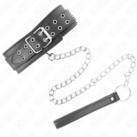 KINK - COLLAR CON CORREA 65 CM HEBILLAS DE PLATA AJUSTABLE 33-46 CM X 5.5 CM