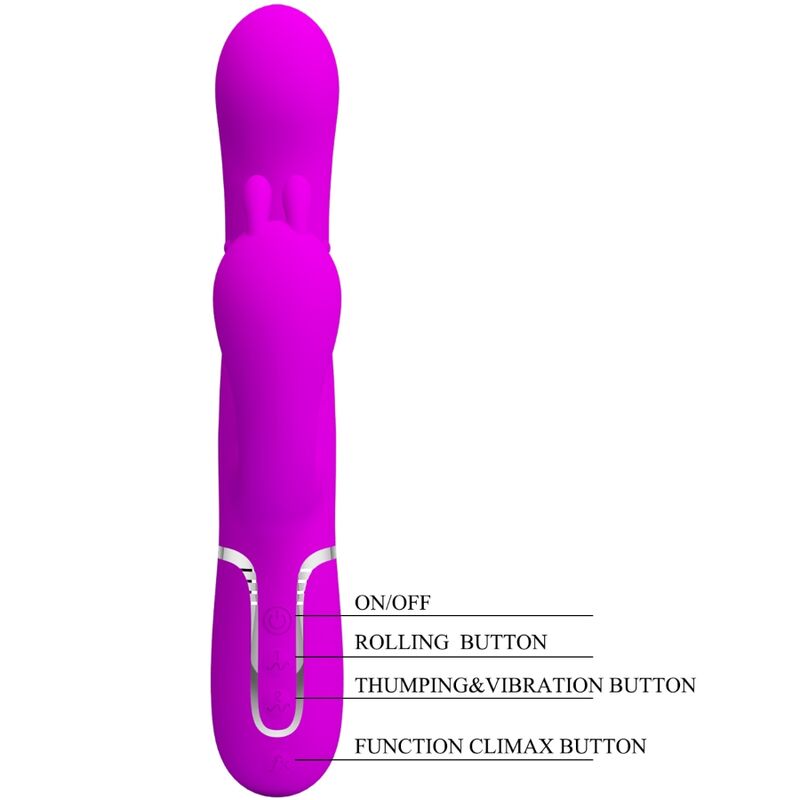 PRETTY LOVE - CAMMY VIBRADOR TRIPLE MULTIFUNCIÓN 4 EN 1 ROSA