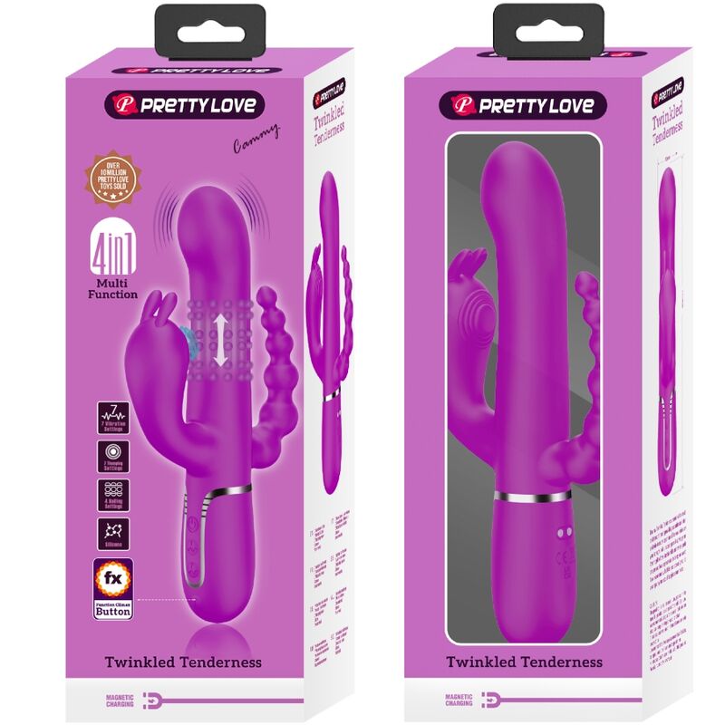 PRETTY LOVE - CAMMY VIBRADOR TRIPLE MULTIFUNCIÓN 4 EN 1 ROSA