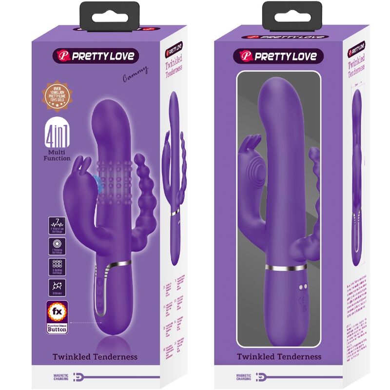 PRETTY LOVE - CAMMY VIBRADOR TRIPLE MULTIFUNCIÓN 4 EN 1 MORADO